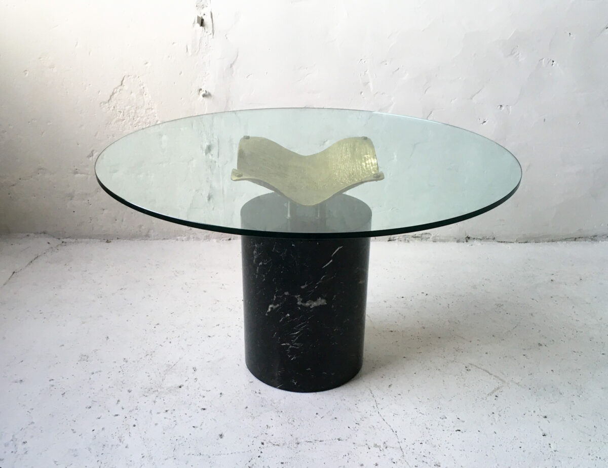 Stół jadalniany marmur mosiądz szkło lata 80 90