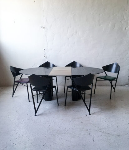 Stół rozkładany ZOOM + 6 krzeseł D-Tec lata 80 90