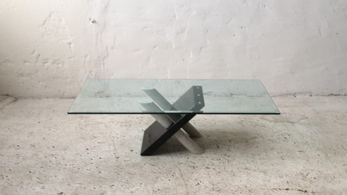 Cattelan włoski stolik marmur kryształ lata 80