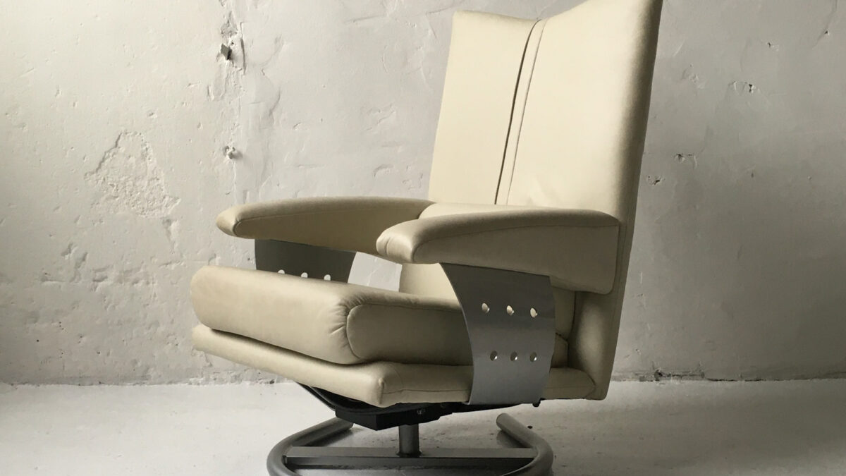 Designerski fotel skóra lata 80 90