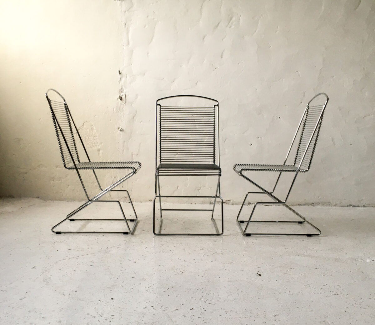 Metalowe krzesła chromowane lata 80 90 vintage design
