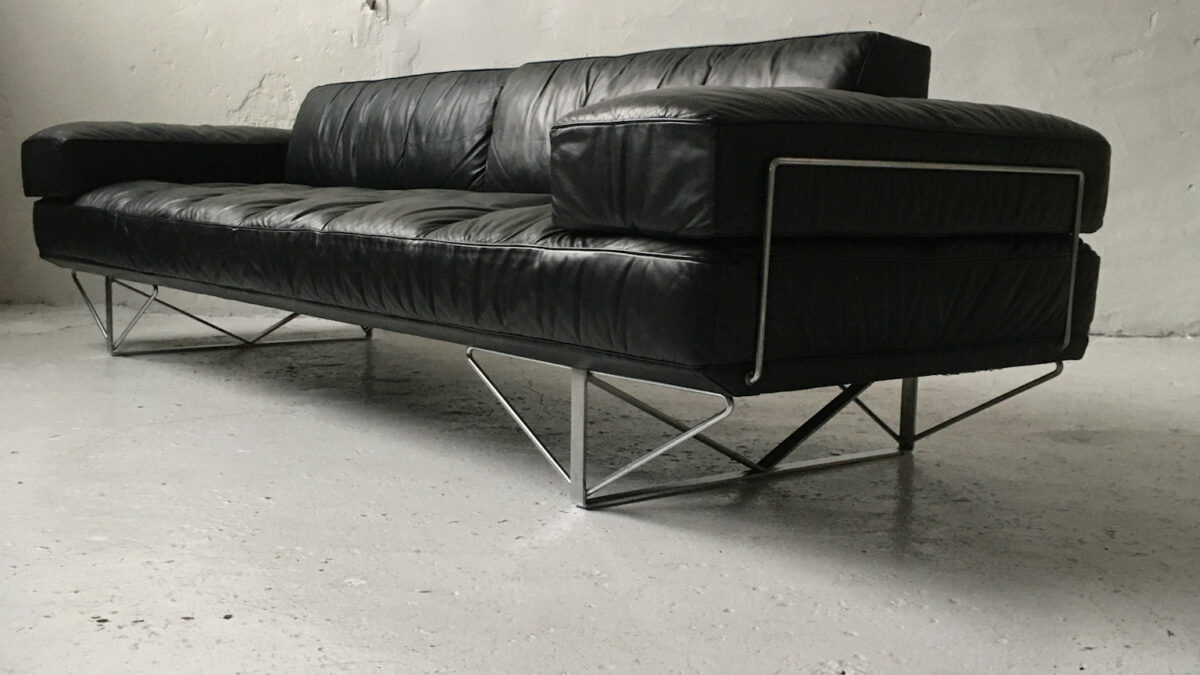 Sofa daybed 3 osobowa skóra lata 80 90 bauhaus vintage