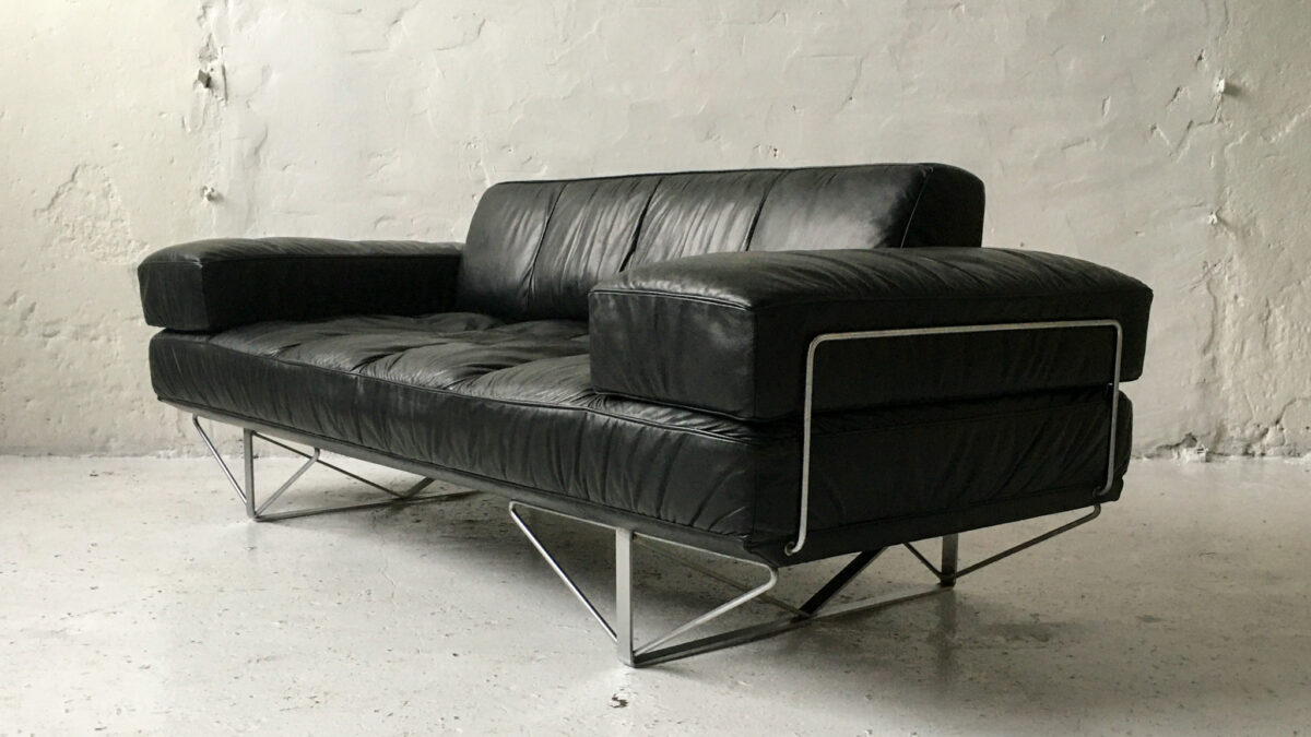 Sofa daybed 2 osobowa skóra lata 80 90 bauhaus vintage