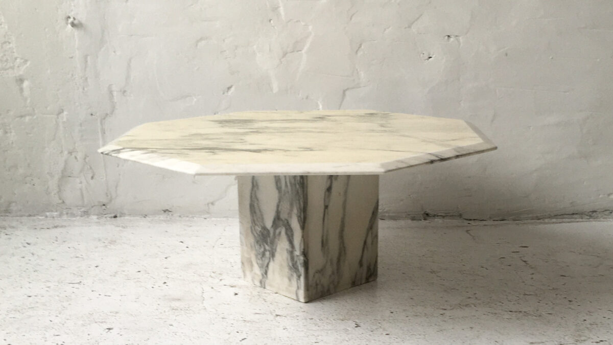 Heksagonalny stolik marmur lata 70 80 vintage design #65