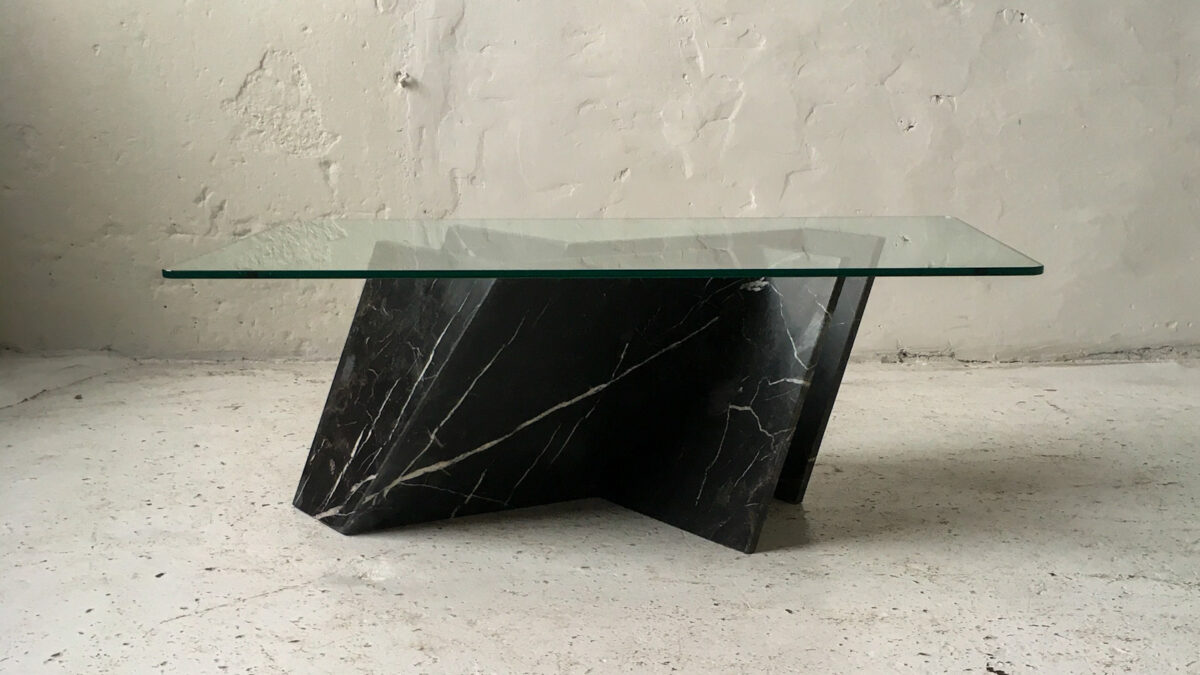 Stolik marmur szkło lata 80 90 vintage design #72