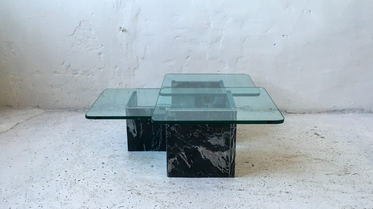 Roland Schmitt stoliki marmur szkło lata 80 90 vintage design #79